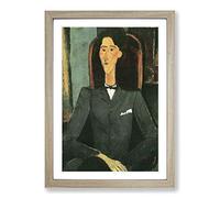 Amedeo Modigliani Bildnis Jean Cocteau Framed Print | A2 Oak Framed Wall Art | Ready to Hang | Modern Nature Picture | Living Room Bedroom Lounge Office