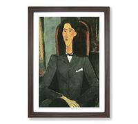 Amedeo Modigliani Bildnis Jean Cocteau Framed Print | A2 Walnut Framed Wall Art | Ready to Hang | Modern Nature Picture | Living Room Bedroom Lounge Office