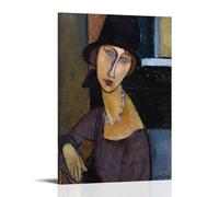 Amedeo Modigliani Jeanne Hebuterne with Hat And Necklace Canvas Poster Canvas Wall Decor Art Painting Prints on Modern Artwork for Living Room,Bathroom,Bedroom,Home 08x12inch(20x30cm)
