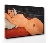 Amedeo Modigliani Nude Female on The Bed Canvas Print | Gallery Wrapped 30mm Frame Wall Art | 30x20 inches | Ready to Hang | Modern People Picture | Living Room Bedroom Lounge Office