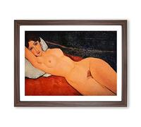 Amedeo Modigliani Nude Female on the Bed Classic Painting Framed Print | A3 Walnut Framed Wall Art | Ready to Hang | Classic Historical Picture | Living Room Bedroom Lounge Office