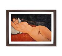 Amedeo Modigliani Nude Female on The Bed Framed Print | A2 Walnut Framed Wall Art | Ready to Hang | Modern Nature Picture | Living Room Bedroom Lounge Office