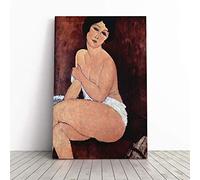 Amedeo Modigliani Seated Female Nude Canvas Print | Gallery Wrapped 30mm Frame Wall Art | 20x14 inches | Ready to Hang | Modern People Picture | Living Room Bedroom Lounge Office