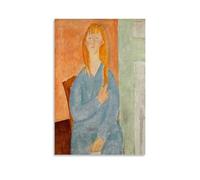 Amedeo Modigliani Wall Art Prints Paintings Poster Jeune Fille Assise, Les Cheveux Dénoués (Jeune Fille En Bleu) (1919) Wall Art Bedroom Prints Home Decor Hanging Picture Canvas Paintings Unframe 08x