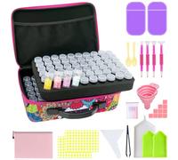 Amedoo 120 Slots Diamond Painting Storage Containers Big Capacity Diamond Painting Accessories 5D Diamond Painting Tools Set DIY Art Craft Jewelry Beads Rhinestones Organizer (120 Slots, Bohemia)