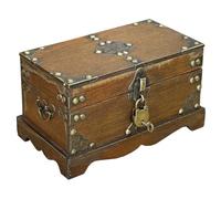 Amedoo Treasure Chest Box With Lock, Wooden Storage Box Decorative Box Decorative Storage Box With Lids, Pirate Keepsake Box for Jewelry Trinkets Kids Gifts