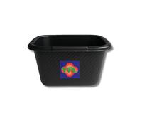 Amee Houseware 2L Square Washing Up Bowl - Compact Sink Basin with Moulded Handles - 4 Assorted Colours - Durable Plastic Bowl - Kitchen, Laundry, Travel Use - 9cm x 13cm x 17cm (Black, Pack of 6)