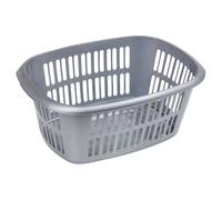 Amee Houseware 40L Rectangular Laundry Basket - Durable Plastic Washing Basket with Handles - Multi-Purpose Home Storage Box For Laundry & More (Silver)
