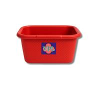 Amee Houseware 5.7L Square Washing Up Bowl - Compact Sink Basin with Moulded Handles - 4 Assorted Colours - Durable Plastic Bowl - Kitchen, Laundry, Travel Use - 10cm x 21cm x 29cm (Red, Pack of 2)