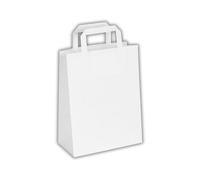 Amee Houseware SOS White Paper Carrier Bags with Flat Reinforced Tape Handles- 80gsm Kraft Paper Bags- Biodegradable, Recyclable, Sustainable- Ideal for Gifts, Takeaways, Retail - Large (Pack of 100)