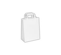 Amee Houseware SOS White Paper Carrier Bags with Flat Reinforced Tape Handles- 80gsm Kraft Paper Bags- Biodegradable, Recyclable, Sustainable- Ideal for Gifts, Takeaways, Retail - Small (Pack of 100)