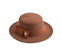 AMEEDA Bowler Hat Women Fedora Hat For Women Elegant Formal Wedding Decorate Church Cap Flat Top Party Jazz Hat Chapeau Femme(Khaki)