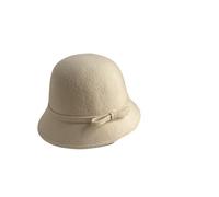 AMEEDA Bowler Hat Women Felt Formal Hat Wealthy Heiress Style Bowknot Bucket Hat Style Women's Bowler Hat(White)