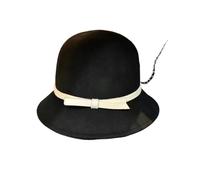 AMEEDA Bowler Hat Women Felt Formal Hat Wealthy Heiress Style Bowknot Bucket Hat Style Women's Bowler Hat(Black-White)