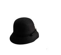 AMEEDA Bowler Hat Women Felt Formal Hat Wealthy Heiress Style Bowknot Bucket Hat Style Women's Bowler Hat(Black)