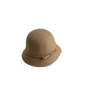 AMEEDA Bowler Hat Women Felt Formal Hat Wealthy Heiress Style Bowknot Bucket Hat Style Women's Bowler Hat(Khaki)