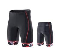 AMEEDA Cycling Shorts Men's Triathlon Shorts 9" Inseam with Side Pockets Adjustable Drawstring for Tri Race Cycling Shorts (Black-Red, XXL)