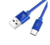 ameego 10ft Nylon Braided USB C 3.1 Sync & Fast Charging Cable for Samsung, HTC, Nokia, Sony, Nintendo Switch, and More Device with Type C Reversible Connection - Dark Blue