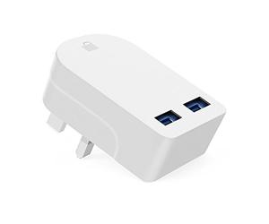 Ameego 2-Port USB Mains Charger - 3.1A/3100mAh High Speed Compact Folding Dual Plug Adapter for Android Tablet, iPhone 5-8, Samsung S5 S6 TAB, Huawei & Other Mobile Phones and Devices (White)