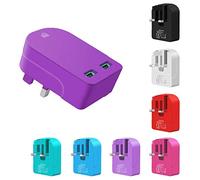 Ameego [2Pcs] 3A Dual USB Mains Plug & High Life Span TYPE-C Data Cable Compatible with Galaxy A3, A5, A7 2017, A8,S8 Plus, S9 Plus, Note 7, 8, 9, (Purple)