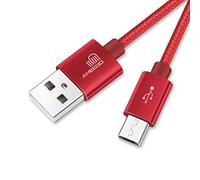 ameego 3.1amp fast charging Strong Nylon Braided Tangle-Free Micro USB Data Charger Cable for Samsung, HTC, Nokia, Sony, Kindle, PS4, Speaker, Power bank and More Micro USB Devices - 10ft (Red)
