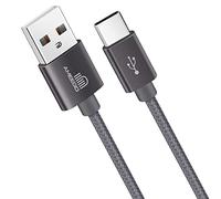 ameego [3Pack 1m+2m+3m] 3.1A High Speed strong Nylon Braided USB C 3.1 Type-C Data Sync Charging Reversible Charge Cable for mobile phones, Nintendo Switch all Type-C Devices (Grey)