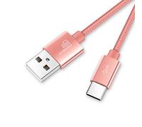 ameego 6.6ft Nylon Braided USB C 3.1 Sync & Fast Charging Cable for Samsung, HTC, Nokia, Sony, Nintendo Switch, and More Device with Type C Reversible Connection - Rose Gold
