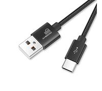 ameego 6.6ft Nylon Braided USB C 3.1 Sync & Fast Charging Cable for Samsung, HTC, Nokia, Sony, Nintendo Switch, and More Device with Type C Reversible Connection - Black