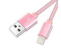 ameego 6.6ft Strong Nylon Braided Lightning to USB iPhone Cable with Compact Connector for iPad air 2/iPad Mini/iPhone X/8/8 Plus/7/7 Plus/6/6 Plus/6S/6S Plus/5/5S/SE and More (Rose Gold)
