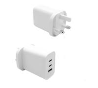 ameego 65W GaN Dual USB-C & USB-A Super-Fast Charger Compatible with MacBook Pro/Air, iPhone 16/15/14, iPad, Samsung S24/S23, Pixel 9/8, Steam Deck, Dell XPS, Asus Acer Laptop - 65W Power Delivery