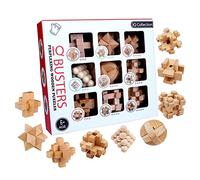 Ameego 9Pcs/set 3D Beech Wooden Puzzle - Children Brain Teaser Educational Wooden IQ Puzzle 3D Toys