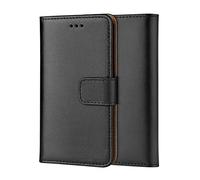 ameego Genuine Leather Bookcase for iPhone 11 PRO Max, Premium authentic Genuine Leather Wallet case with Magnetic, Kickstand, Cash & Card Slots Stockproof Slim Flip bookcase cover 6.5" (Black)