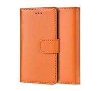 ameego Genuine Leather Bookcase for iPhone 11 PRO Max, Premium authentic Genuine Leather Wallet case with Magnetic, Kickstand, Cash & Card Slots Stockproof Slim Flip bookcase cover 6.5" (Orange)