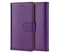 ameego Genuine Leather Bookcase for iPhone 12/12 PRO, Premium authentic Genuine Leather Wallet case with Magnetic, Kickstand, Cash & Card Slots Stockproof Slim Flip bookcase cover 6.5" (Purple)