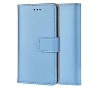 ameego Genuine Leather Bookcase for iPhone 12 Mini, Premium authentic Genuine Leather Wallet case with Magnetic, Kickstand, Cash & Card Slots Stockproof Slim Flip bookcase cover 6.5" (Blue)