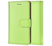 ameego Genuine Leather Bookcase for iPhone 12 Mini, Premium authentic Genuine Leather Wallet case with Magnetic, Kickstand, Cash & Card Slots Stockproof Slim Flip bookcase cover 6.5" (Green)