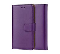 ameego MK-209 Premium Genuine iPhone 7 Plus/8 Plus Real Leather Flip Wallet Magnetic Kickstand Slim Book Case with Card Slot (Purple)