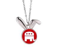 ameelephant emblem republican party red Rabbit Necklace Pendant Bunny Animal Jewelry Gift