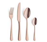 Amefa Austin Cutlery Set for 6 People, 24 Pieces, Stainless Steel, PVD Coated Knives, Forks, Spoons and Teaspoons - Matte Copper