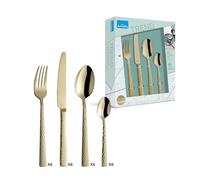 Amefa PVD Felicity Cutlery Set, Champagne, 24-Piece Cutlery Set, for 6 People, 18/0 Stainless Steel, 13/0 Blade Steel, Hammered Handle, with Knife, Fork, Spoon and Coffee Spoon