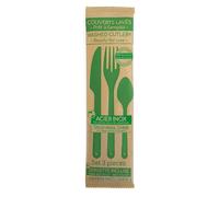 Amefa Leaves Re-usable Washed Cutlery Sets [50 Forks, 50 Spoons, 50 Knives, 50 Napkins] for Birthday Parties, Picnics, Buffets