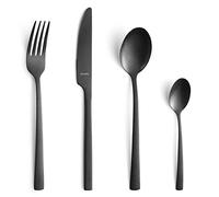 Amefa Manille Cutlery Set for 4 People, 16 Pieces - Stonewashed Black | 18/0 Stainless Steel Cutlery Set, PVD Coated Knives, Forks, Spoons and Teaspoons, Dishwasher Safe