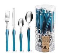 Amefa 2222TBZW00C40 Purity 24 Piece Cutlery Set-Basket 6 People, Stainless Steel Steel 18/0 Bi-Material, Blue
