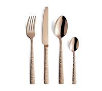 AMEFA PVD Felicity Cutlery Set, Rose, 24-Piece Cutlery Set, for 6 People, 18/0 Stainless Steel, 13/0 Blade Steel, Hammered Handle, with Knife, Fork, Spoon & Coffee Spoon, Coated