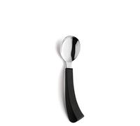Amefa Select 3001 Left Handed Spoon with Thickened Handle, 18/10 Stainless Steel, Adapted Cutlery for Seniors, Ergonomic Eating Aid, Black, Dishwasher Safe