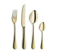 Amefa Sierra Cutlery Set, 24-Piece, 18/10 Stainless Steel, Champagne Gold PVD Finish, Hammered Design, Dishwasher Safe, Service for 6