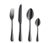 Amefa Sierra Cutlery Set, 24-Piece, Black, 18/10 Stainless Steel, PVD Matte Finish, Modern Hammered Design, Dishwasher Safe, for 6 People