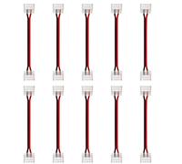 Amefil 10 Pieces 8 mm 2-pin LED Strip Connector - Clear Connector for solderless LED Strips for Quick Adaptation to COB/SMD 2835 3528 Monochrome LED Strips.