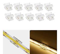 Amefil 2 Pin 10mm Cob LED Strip Connectors,DC Female Input with Easy Click Connector Cable,Strip to Strip Quick Connection for Singel Color COB LED Strip (2p10mmBB)