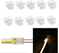 Amefil 2 Pin 10mm COB LED Strip Connectors, Gapless Solderless Extension Connection,Strip to Wire Quick Connection for Singel Color COB LED Strip